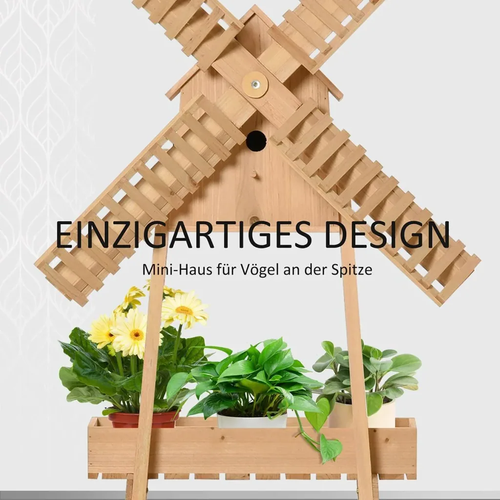 Pflanzenregal in Windmühlen Optik natur