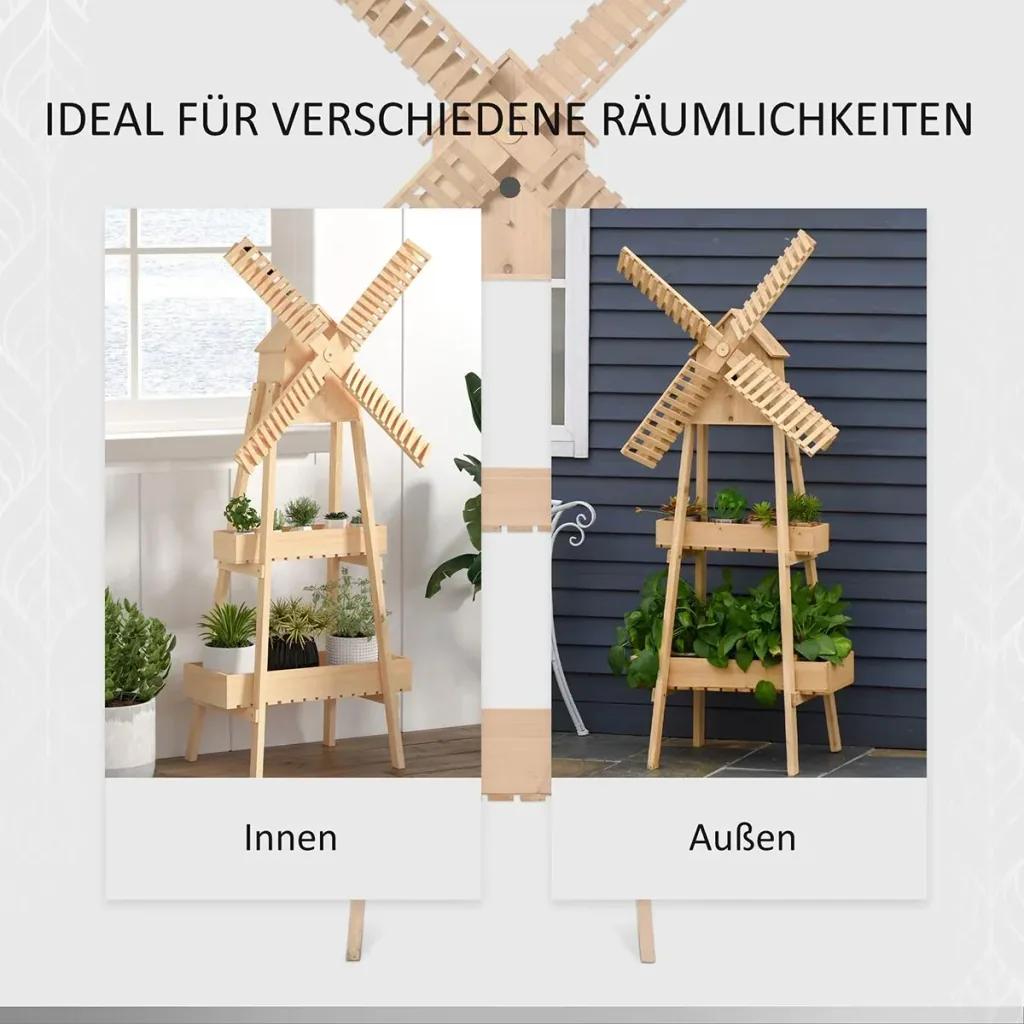 Pflanzenregal in Windmühlen Optik natur