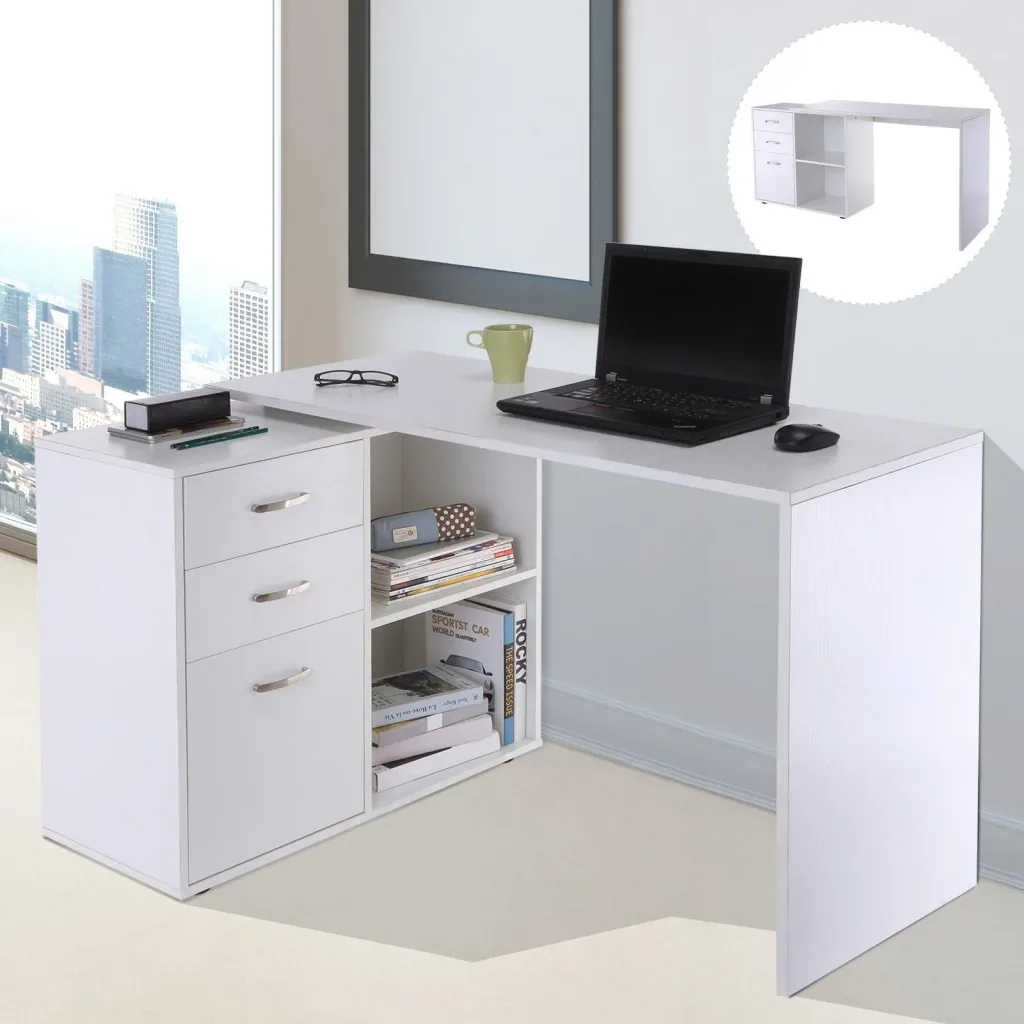 Eckschreibtisch MDF, weiß