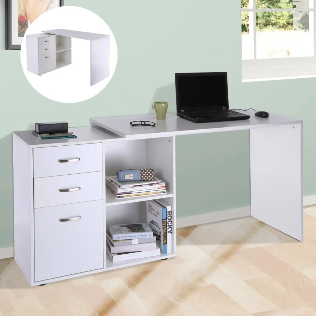 Eckschreibtisch MDF, weiß