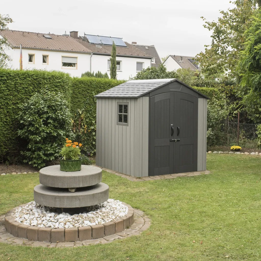Lifetime Garten-/ Gerätehaus, Geräteschuppen „Stella“, Kunststoff, Anthrazit, 214 x 215 x 228 cm