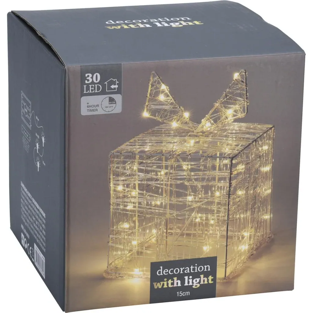 Weihnachtsbeleuchtung Geschenkbox 30 LED 15cm hoch