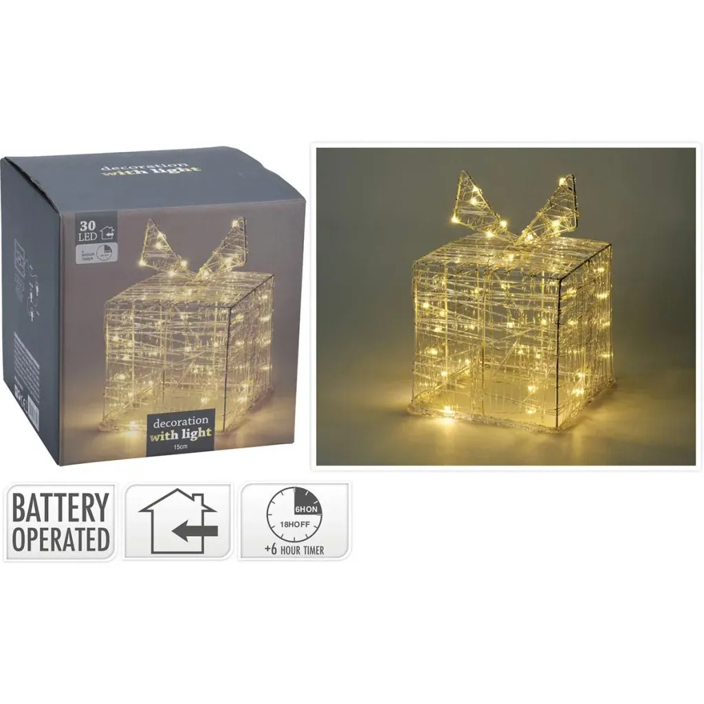 Weihnachtsbeleuchtung Geschenkbox 30 LED 15cm hoch