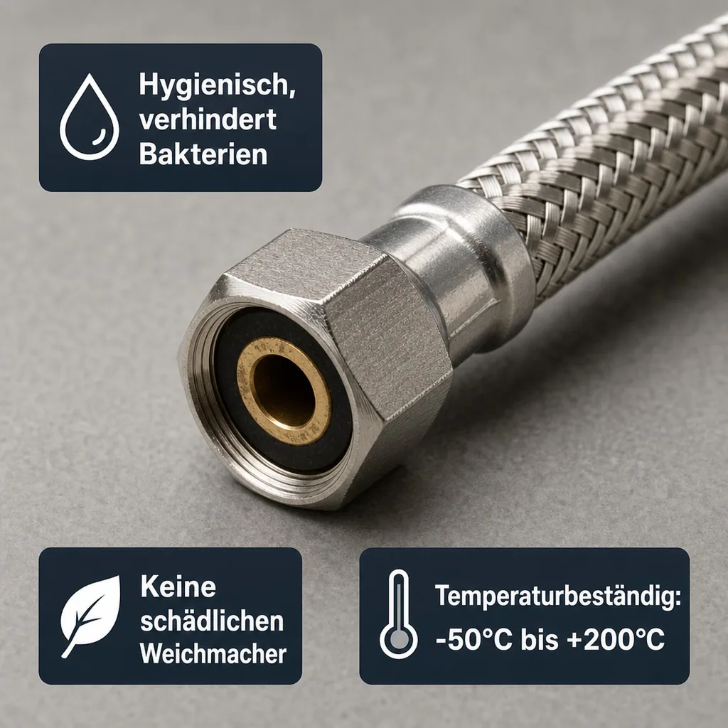 Panzerschlauch, Edelstahl, DN8, 3/8" x 1/2", 1500 mm, Flexschlauch