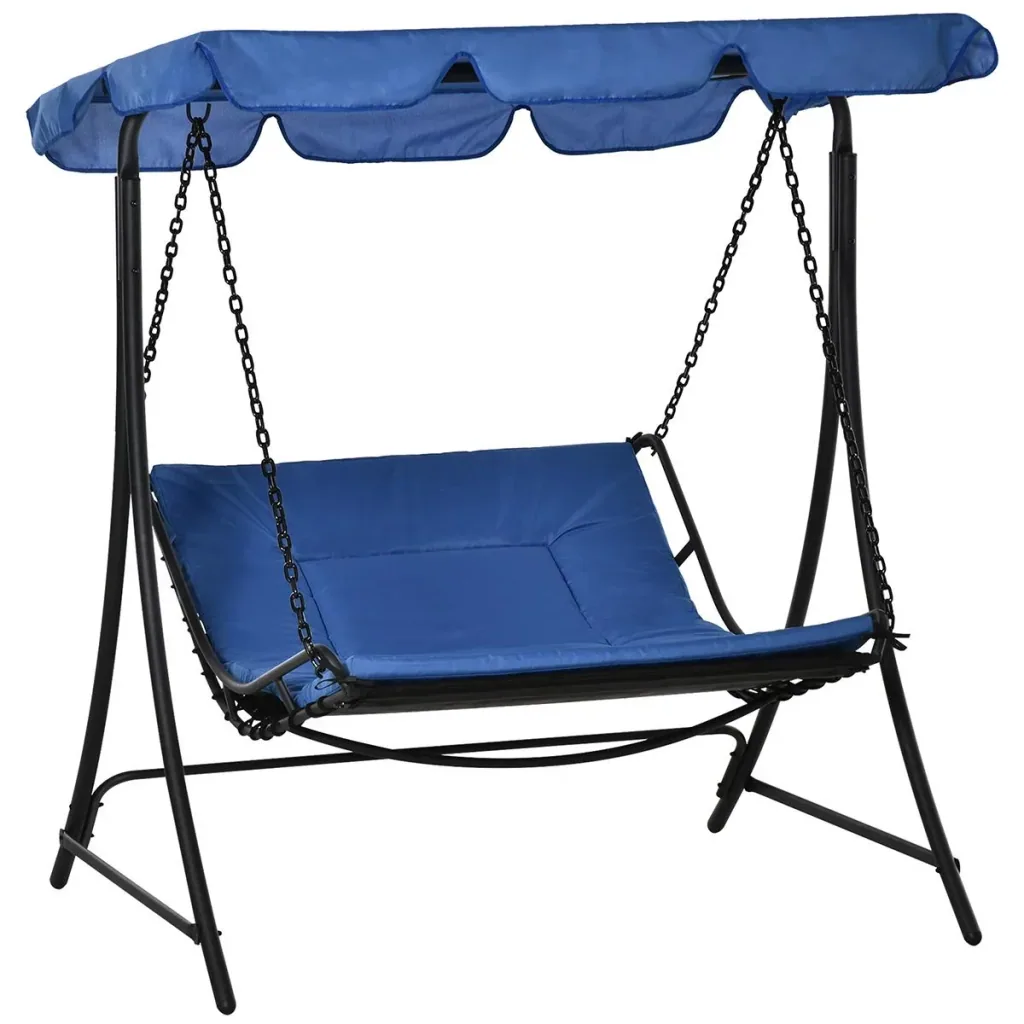 Schwingliege Hollywoodschaukel Gartenliege mit Dach für 2 Personen Stahl Blau 164 x 116 x 176cm