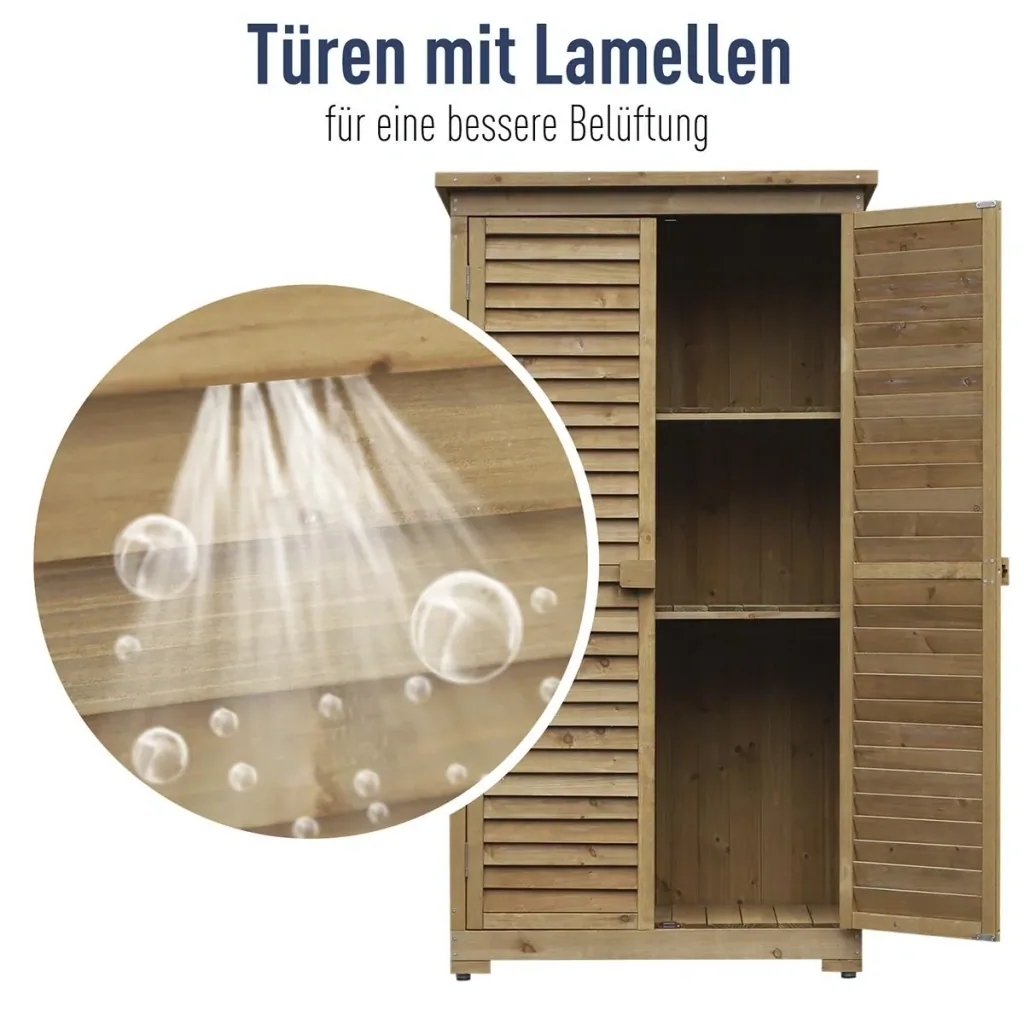 Gartenschrank mit Lamellentüren natur