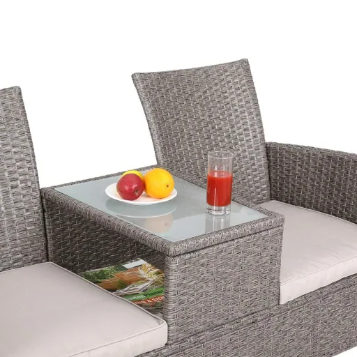 Gartenmöbel-Set - Love Bench - Polyrattan - GREY