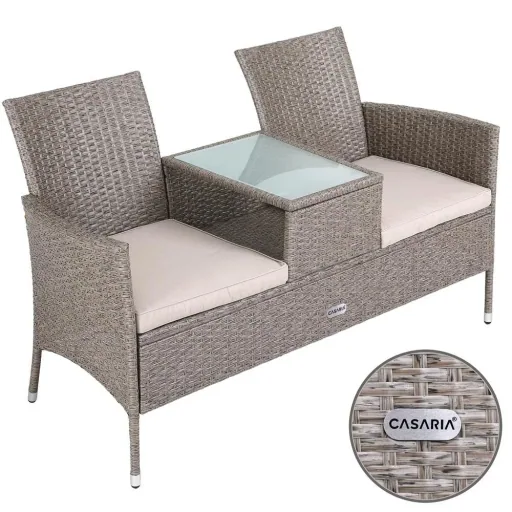 Gartenmöbel-Set - Love Bench - Polyrattan - GREY
