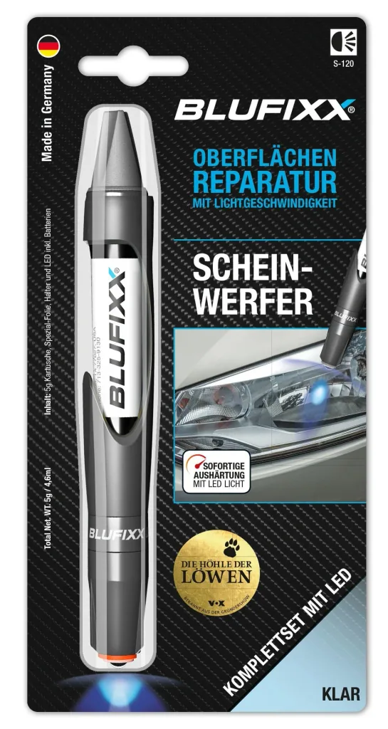 Scheinwerfer-Reparaturstift 5 g - inklusive blauem LED-Licht - klar