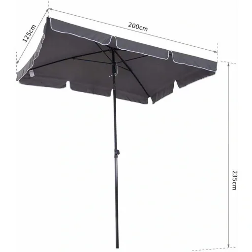 Sonnenschirm Knickschirm Gartenschirm Marktschirm rechteckig Stahl 180/m² Polyester Grau 200 x 125 x 235 cm