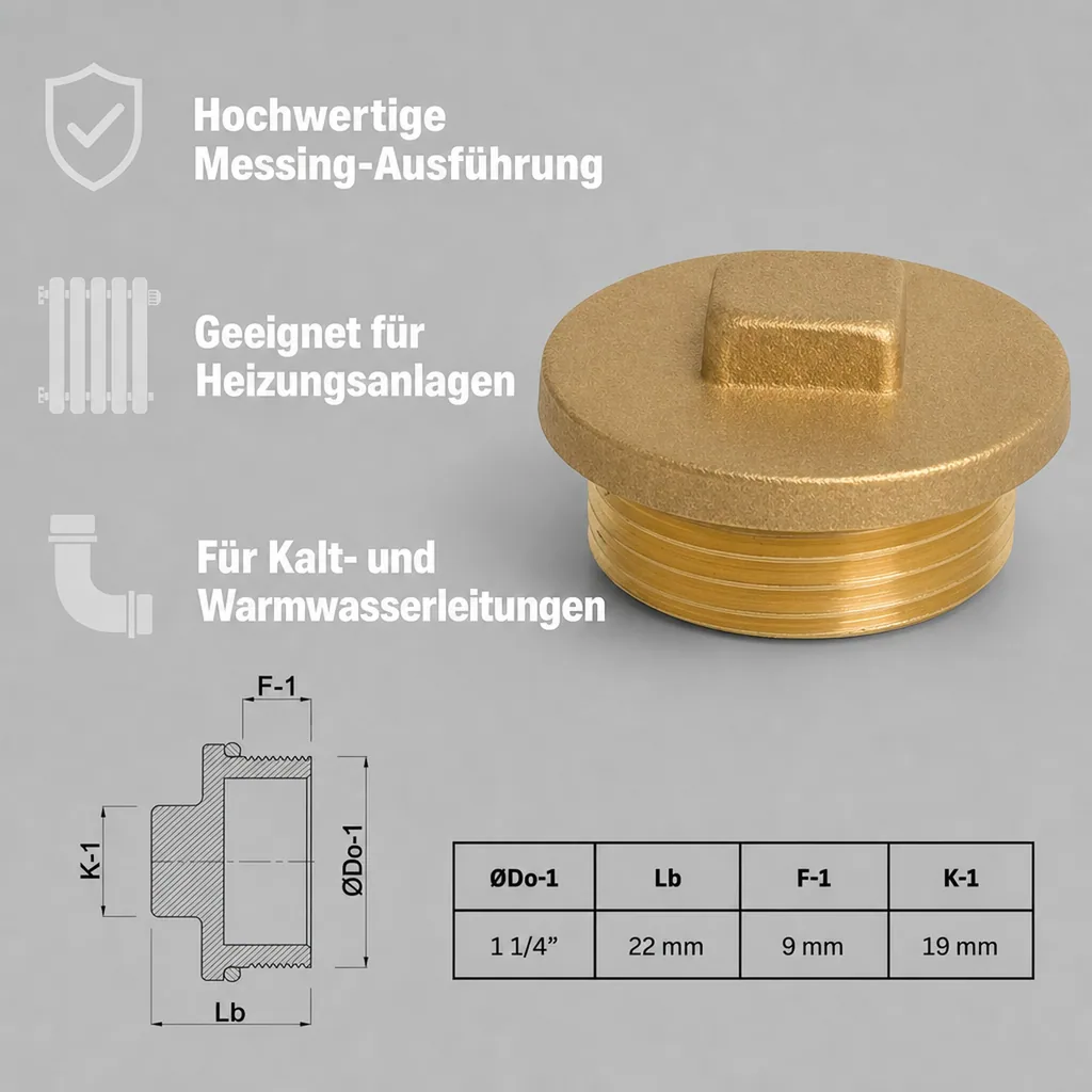 Gewindefitting Messing Stopfen 1 1/4" AG