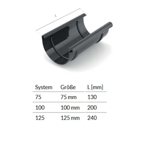 Dachrinnenverbinder Graphit, Rinnenverbinder, Dachrinnenzubehör, System 100