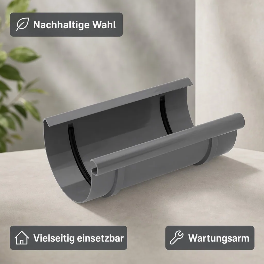 Dachrinnenverbinder Graphit, Rinnenverbinder, Dachrinnenzubehör, System 100