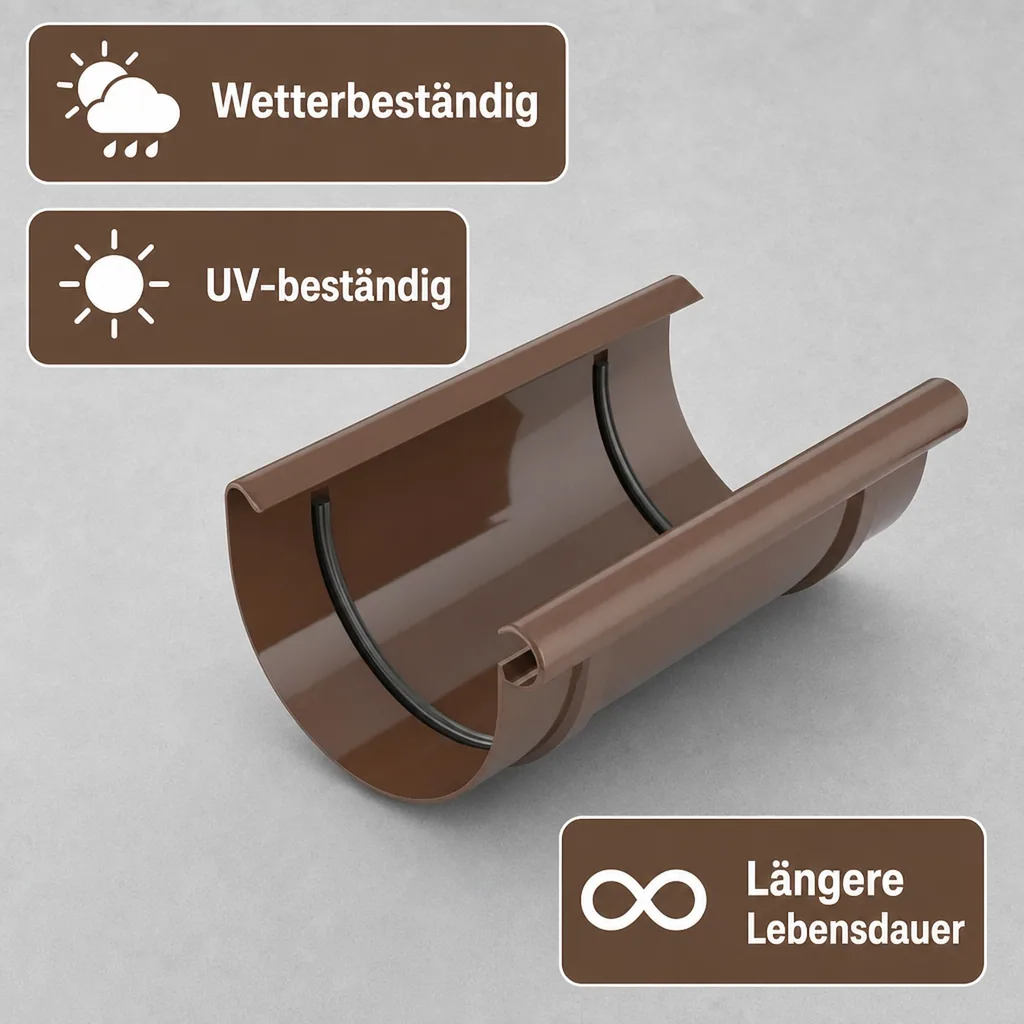 Rinnenverbindung braun System 100, Regenrinne, Dachrinne, Rinnenverbinder
