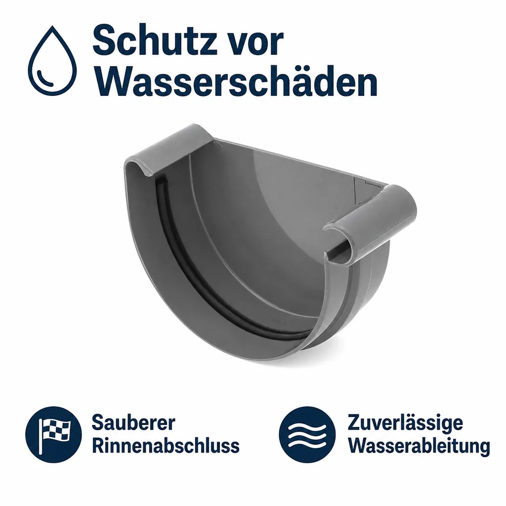 Regenrinnen Zubehör, Rinnenkappe graphit rechts, System 100