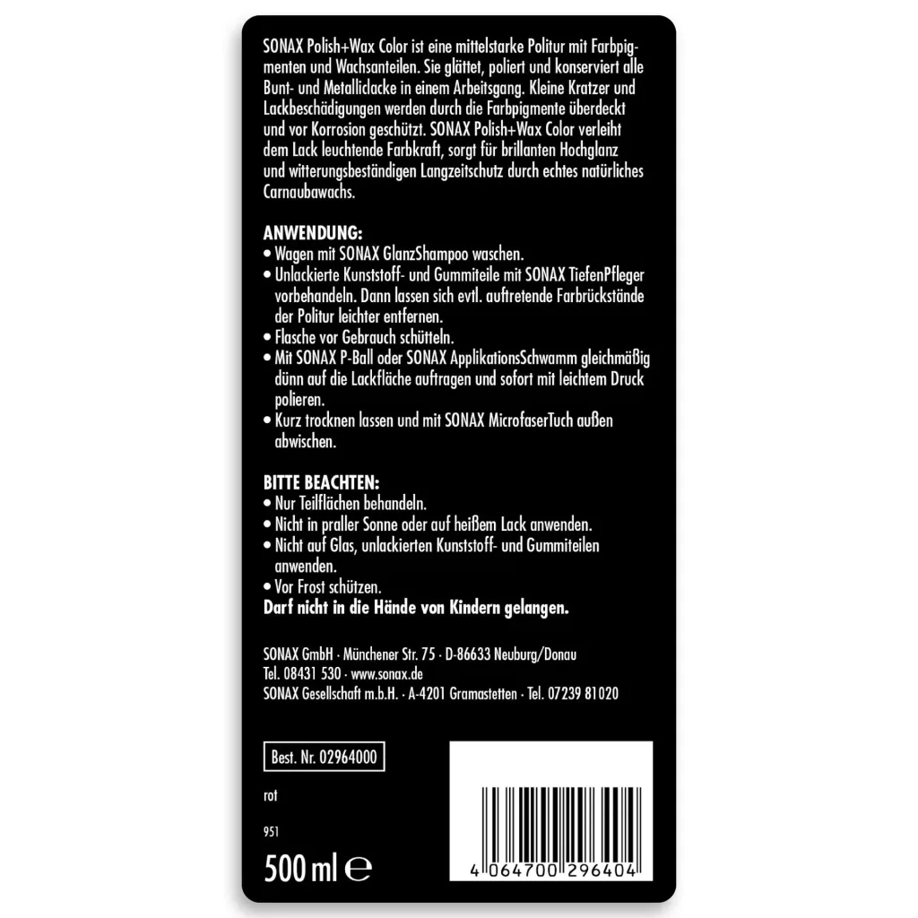 Polish+Wax Color rot 500 ml