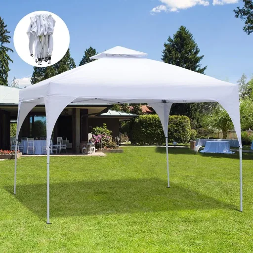 Pavillon Gartenpavillon Partyzelt Gartenzelt Festzelt Doppeldach UV-beständig Wasserabweisend Metall + Oxford Weiß 3 x 3