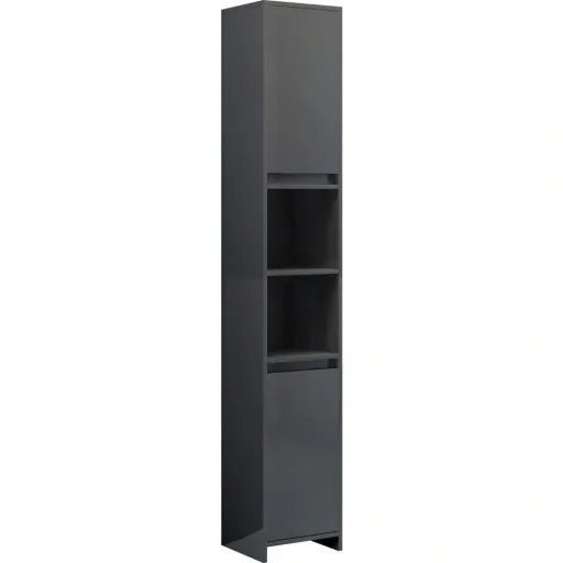 Badschrank 30x30x183,5 cm Spanplatte Hochglanz grau