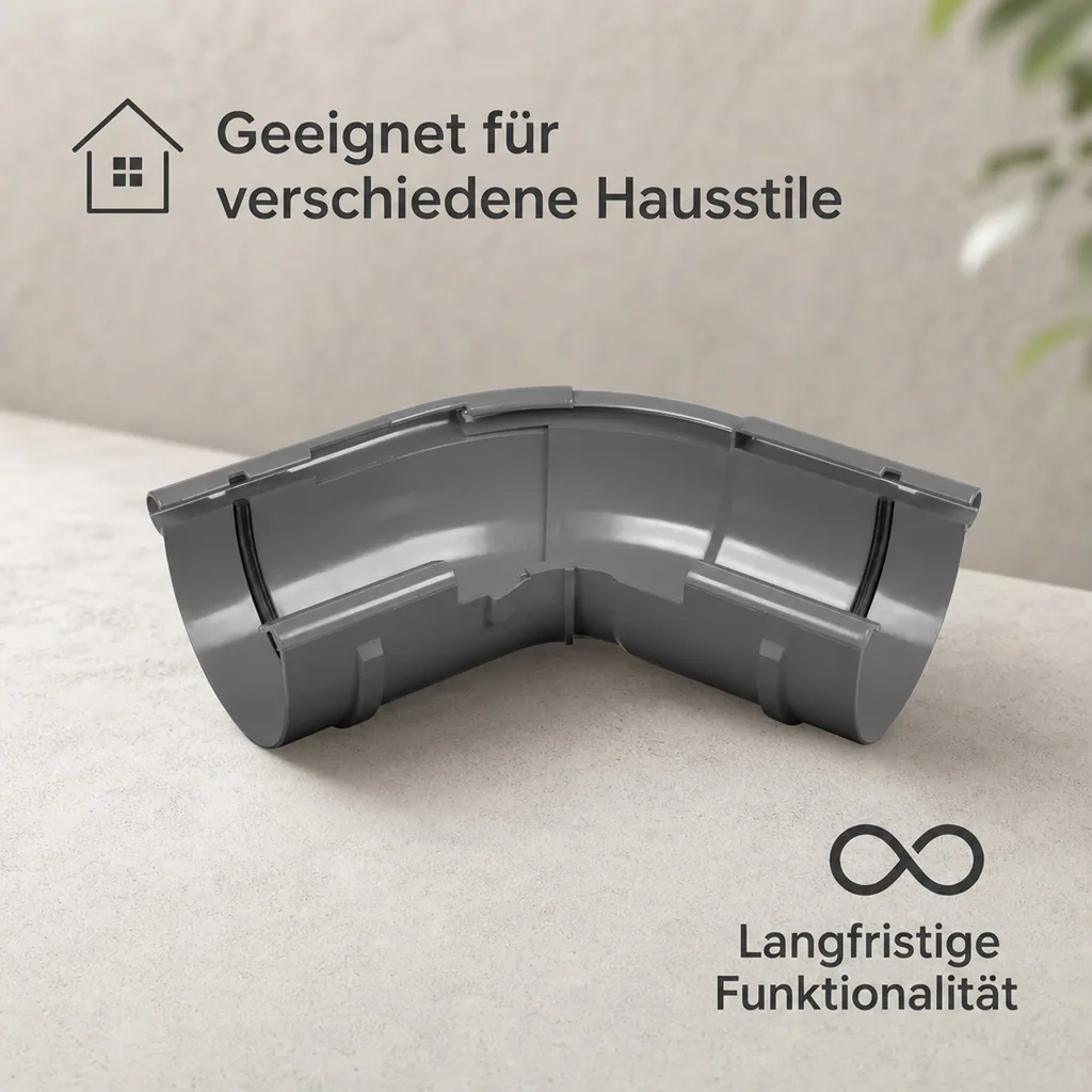 Regenrinne Eckstück Aussen, Einstellbarer Winkel (120° bis 145°), Graphit System 100