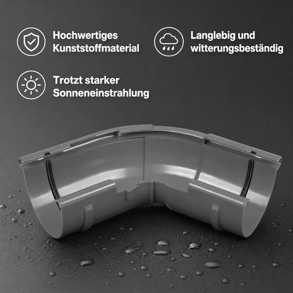 Regenrinne Eckstück Aussen, Einstellbarer Winkel (120° bis 145°), Graphit System 100