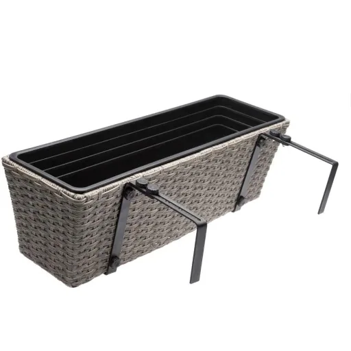 2x Rattan Balkonpflanzer creme
