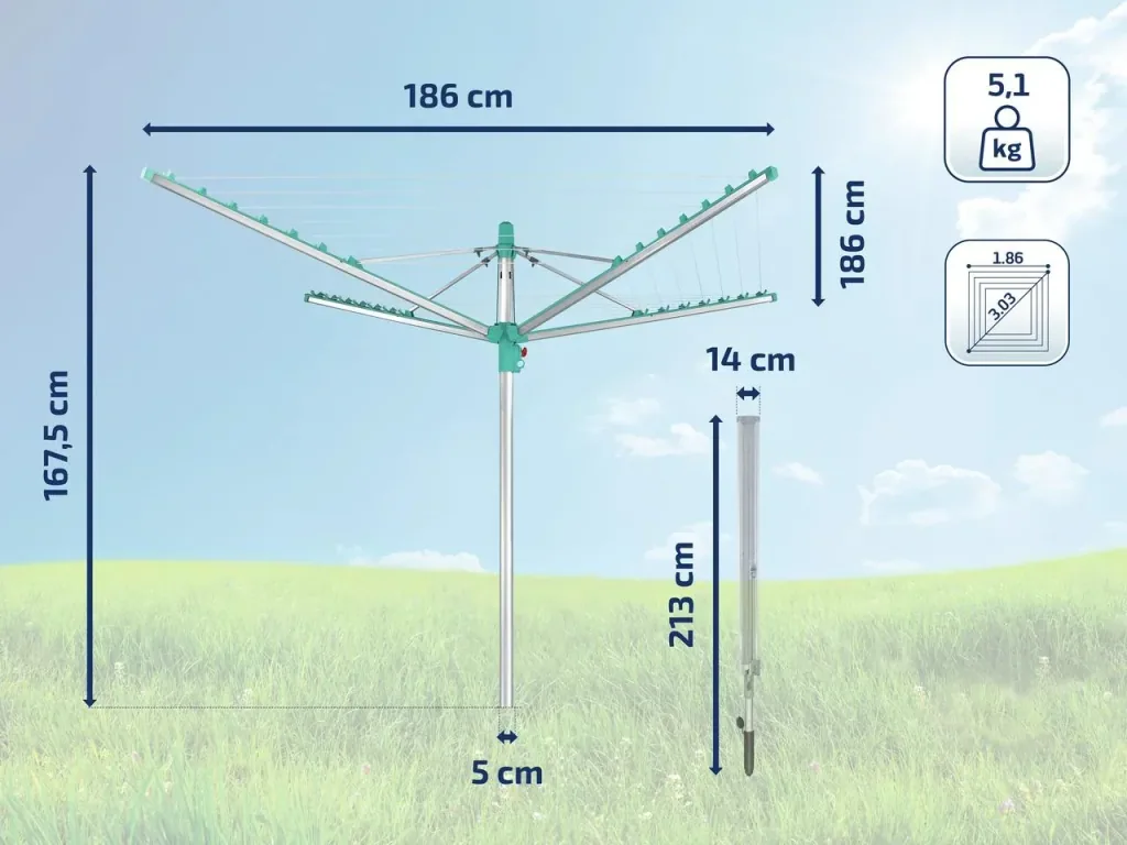 Wäscheschirm "Linomatic 400 Easy", 40 Meter Trockenfläche, 4 Waschladungen