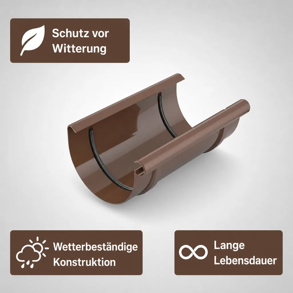 Dachrinne 125, Rinnenverbinder braun, Rinnenverbindung