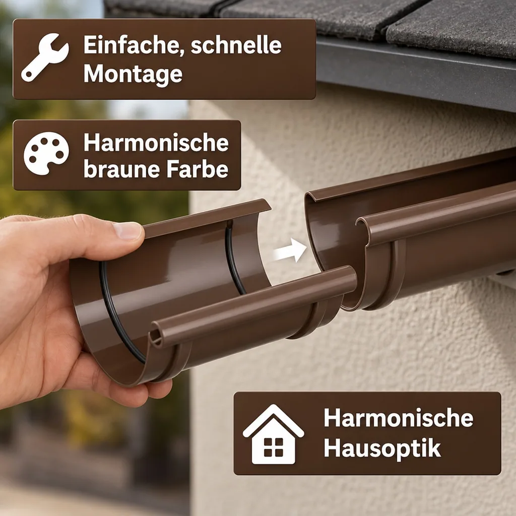 Dachrinne 125, Rinnenverbinder braun, Rinnenverbindung