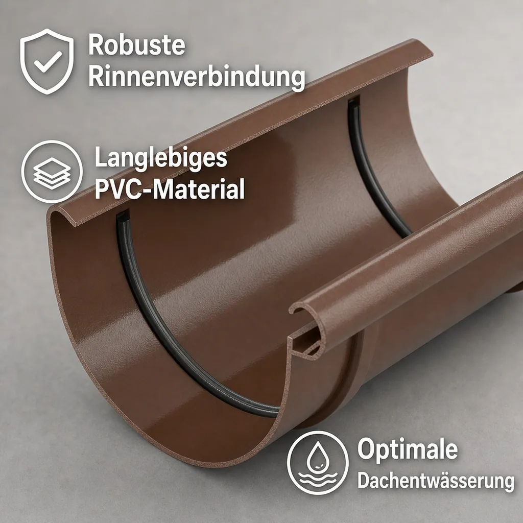 Dachrinne 125, Rinnenverbinder braun, Rinnenverbindung