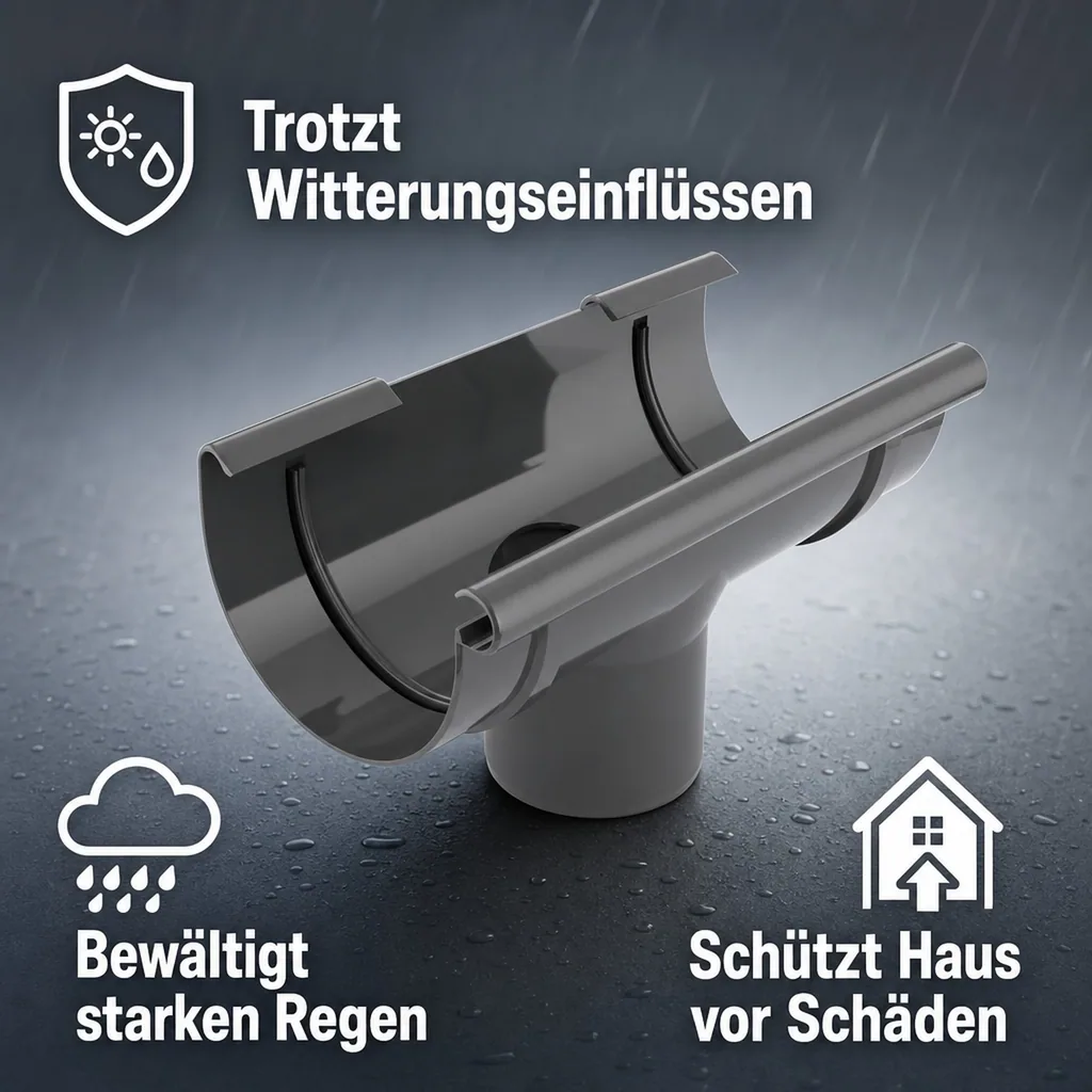 Regenrinnenstutzen graphit, System 125/90, Dachrinnenstutzen