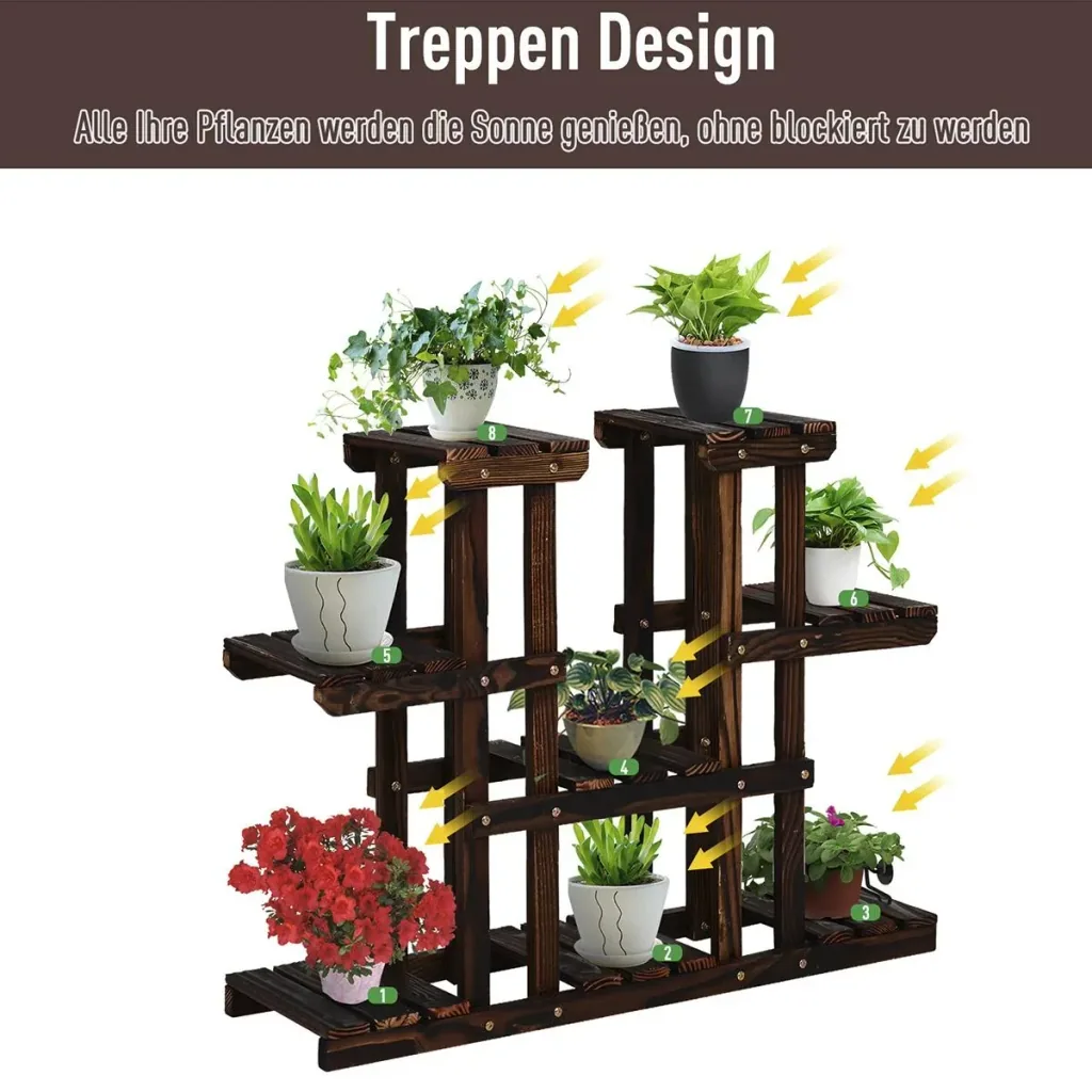 Vierstufiges Blumenregal dunkelbraun
