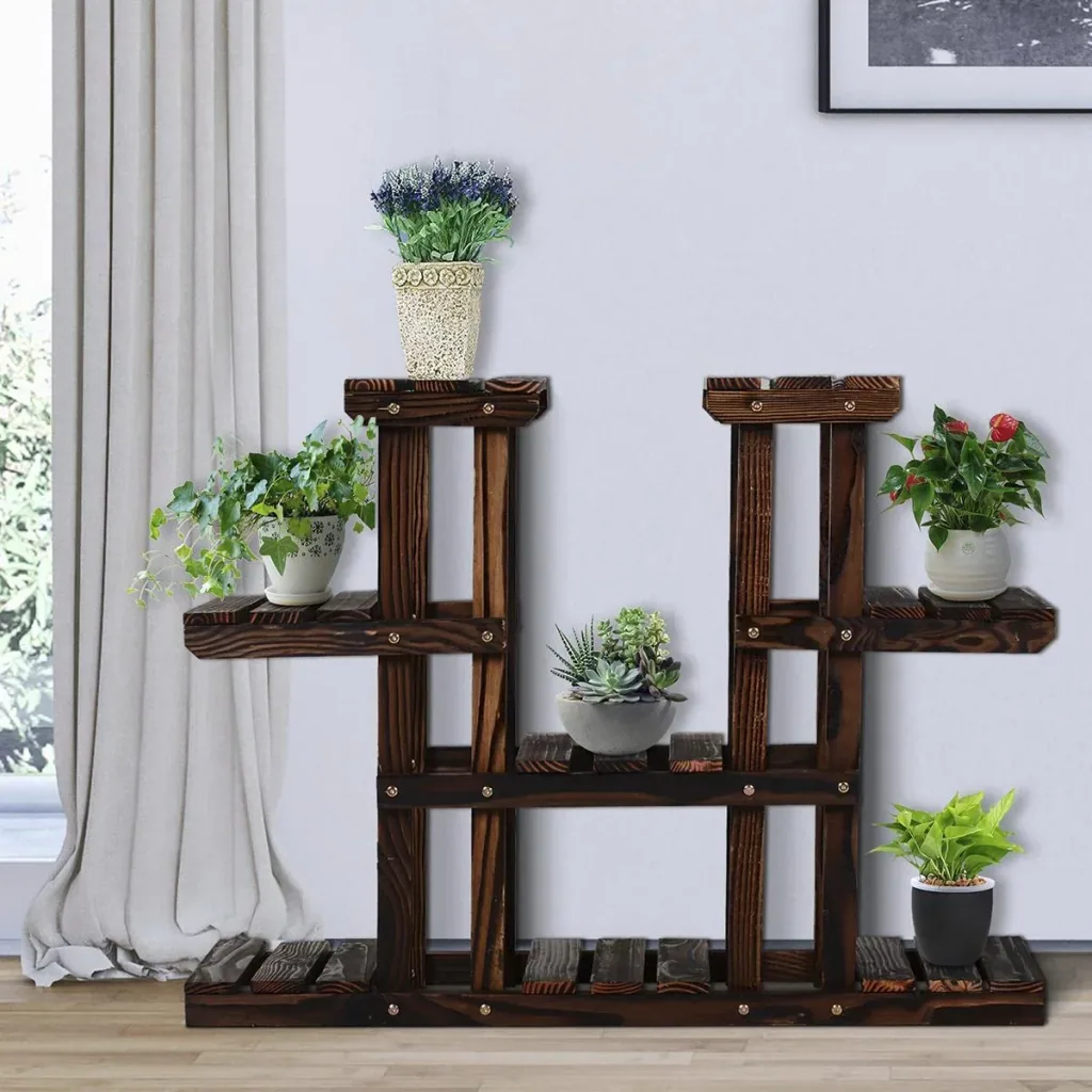 Vierstufiges Blumenregal dunkelbraun
