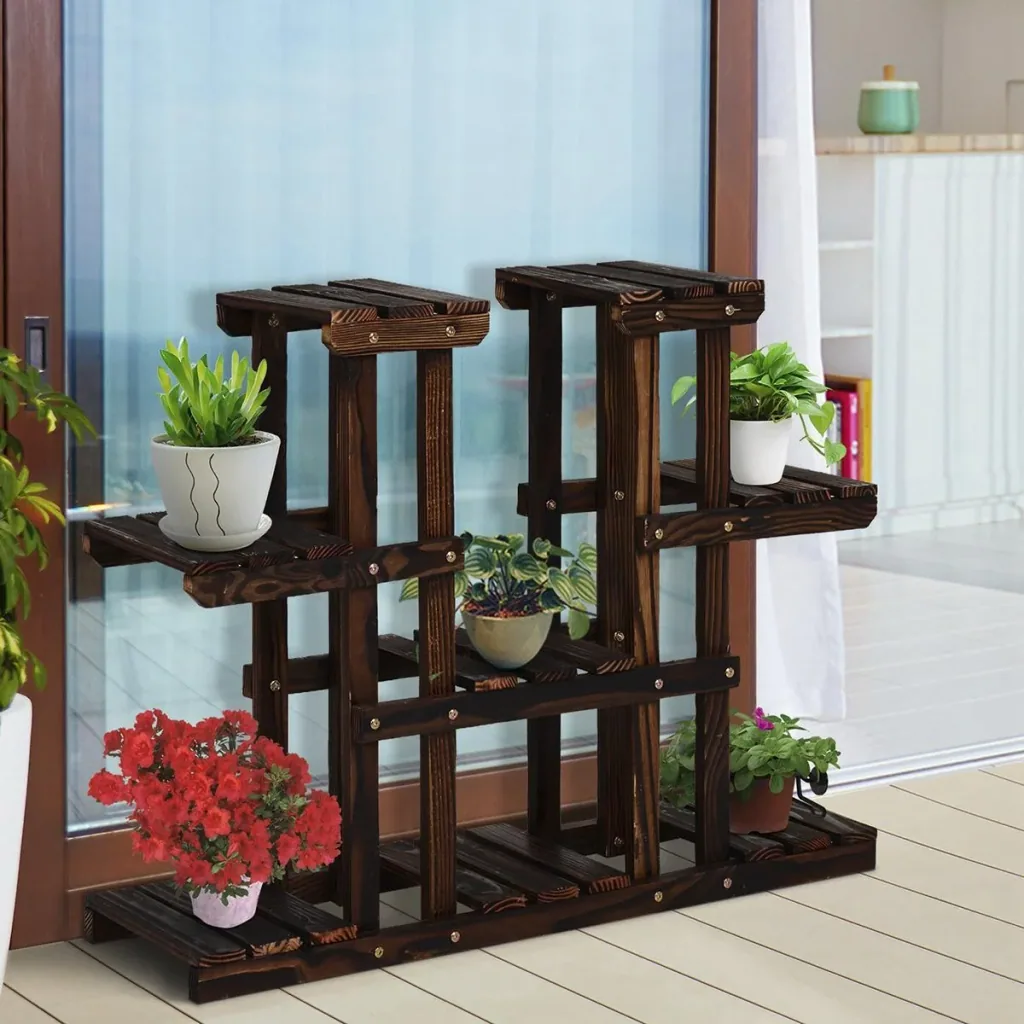 Vierstufiges Blumenregal dunkelbraun