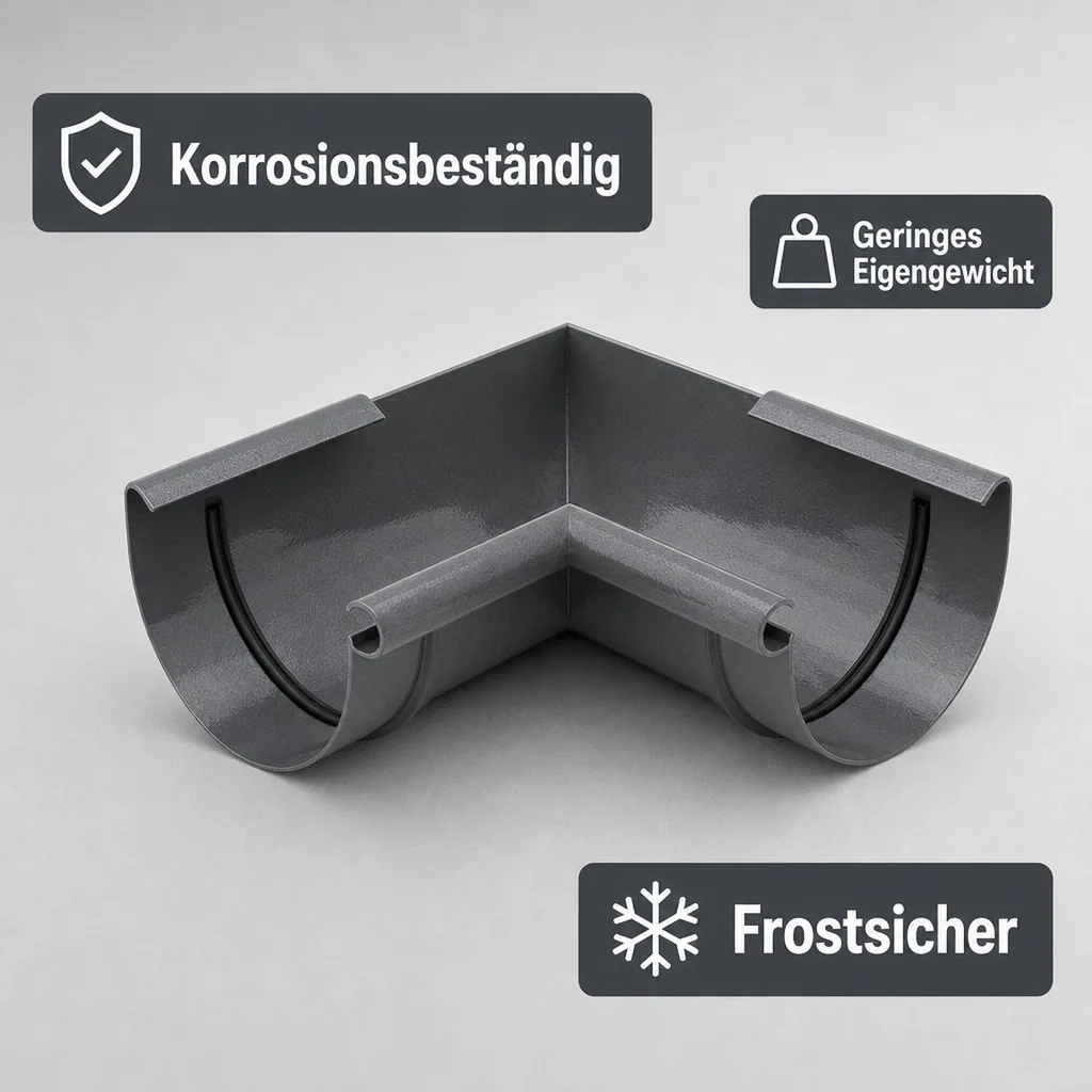 Regenrinne Eckstück Innen 90° graphit, System 125