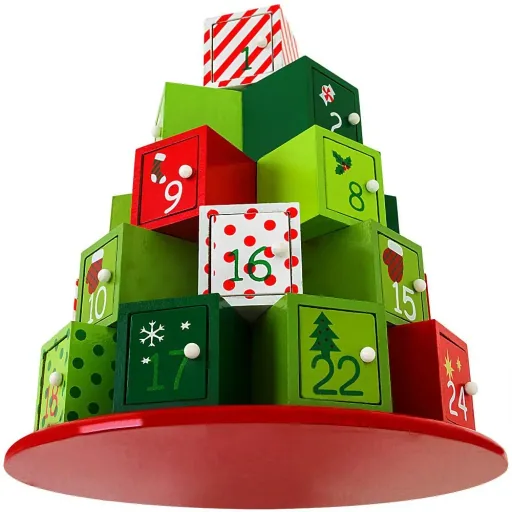 Adventskalender aus Holz - Grün Rot
