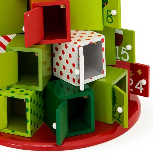 Adventskalender aus Holz - Grün Rot