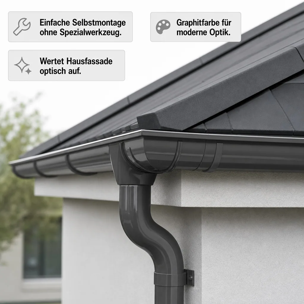 Regenrinne Eckstück Graphit 90° außen, System 125, Dachrinne