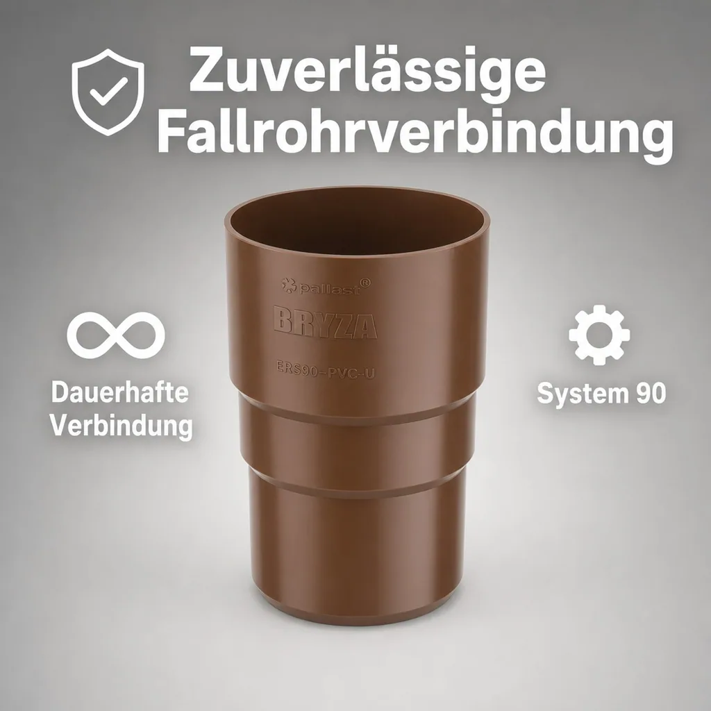Fallrohrverbinder, Fallrohrmuffe braun, Fallrohrverbindung System 90