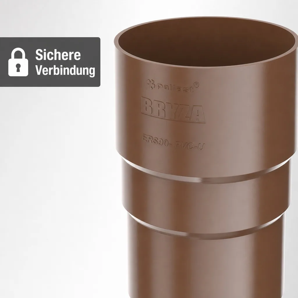 Fallrohrverbinder, Fallrohrmuffe braun, Fallrohrverbindung System 90