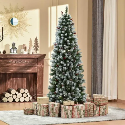 Weihnachtsbaum 1,8 m Christbaum Tannenbaum mit 34 roten Beere