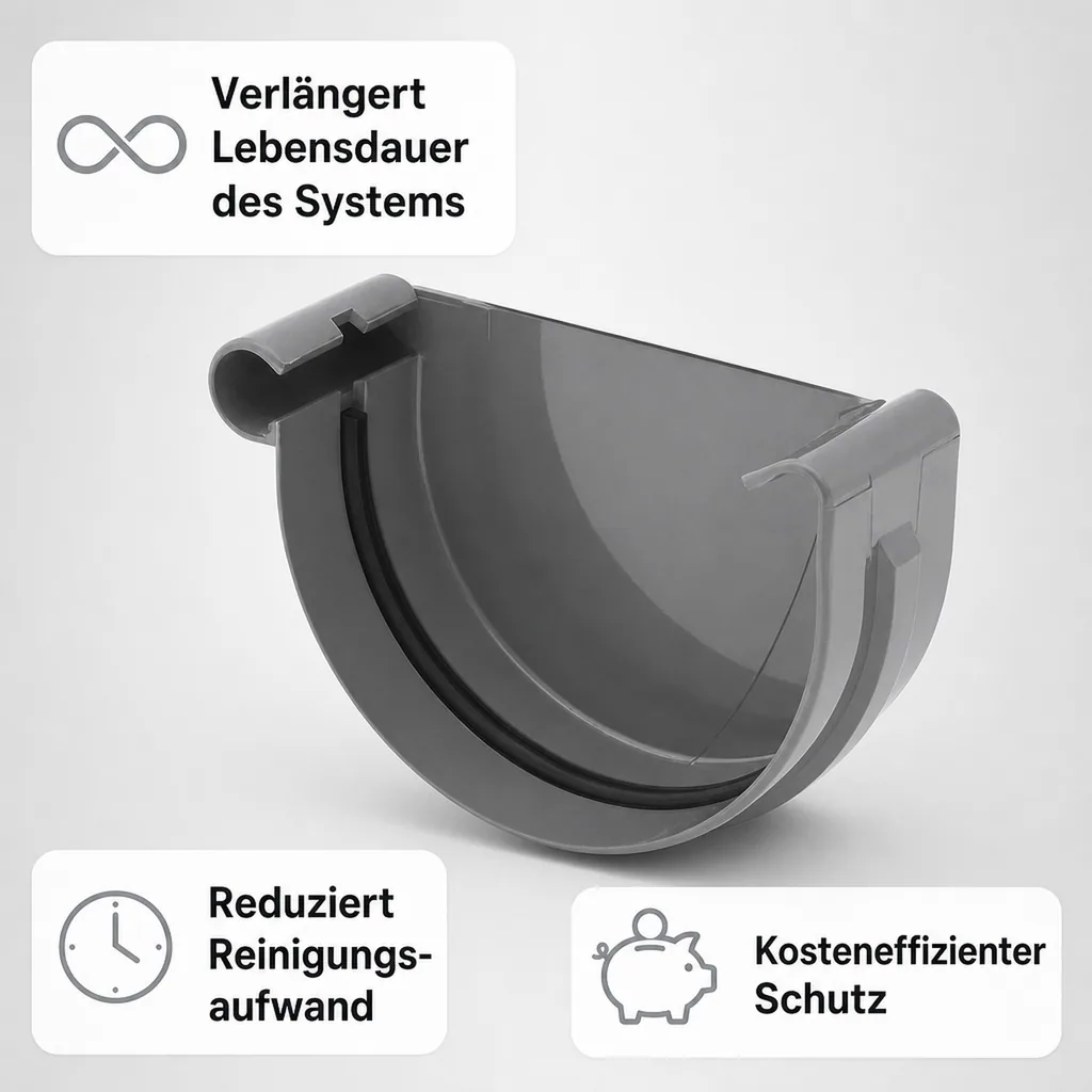 Dachrinne Zubehör, Rinnenkappe links graphit, System 125