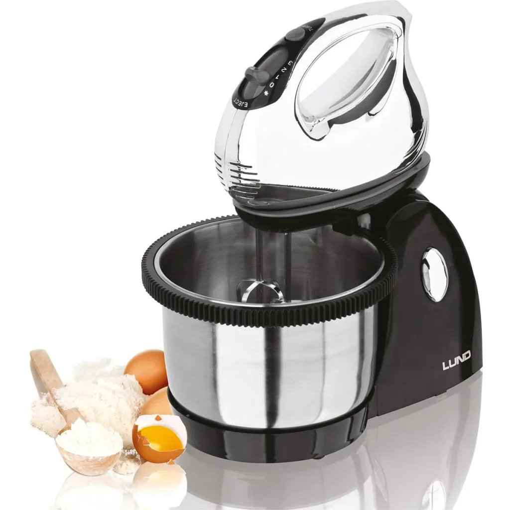LUND Handmixer mit Edelstahlschüssel - 3 Geschwindigkeitsstufen - Schüsselinhalt: 3L - 250W
