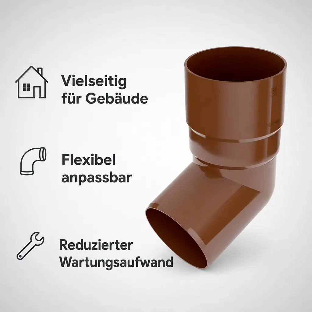 Regenrinnenbogen 67,5° braun, Dachrinne System 90, Fallrohrbogen
