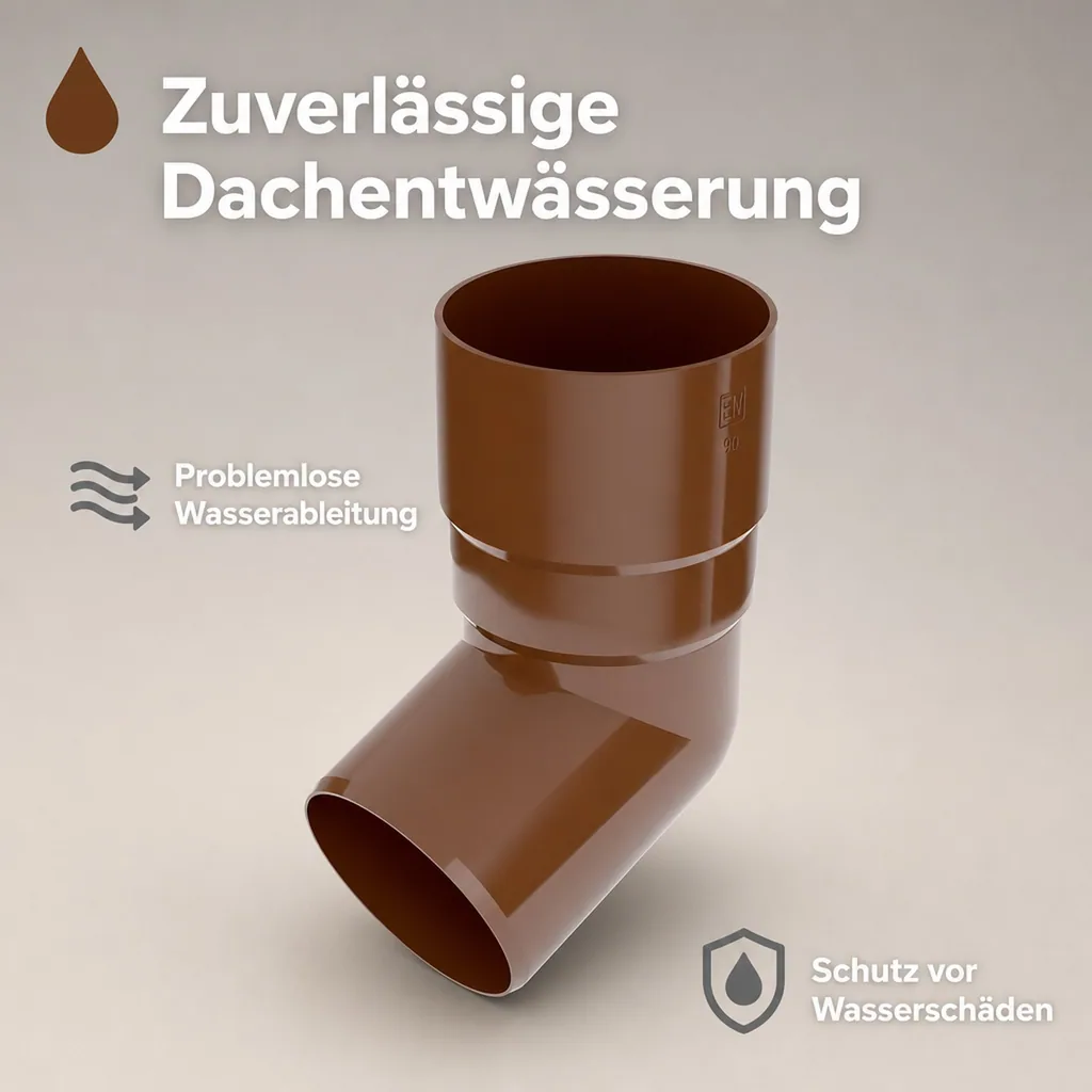 Regenrinnenbogen 67,5° braun, Dachrinne System 90, Fallrohrbogen