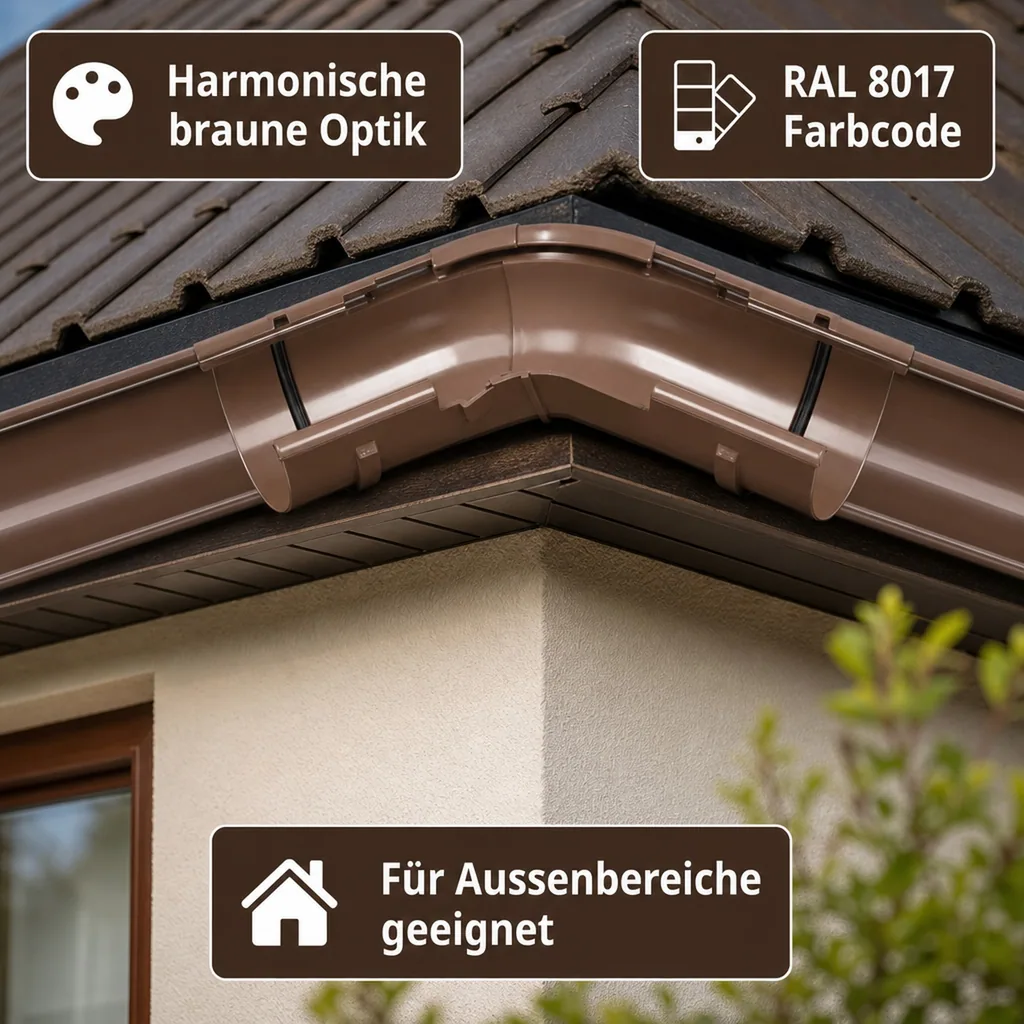 Regenrinne Eckstück Aussen, verstellbar 120-145°, System 125, braun