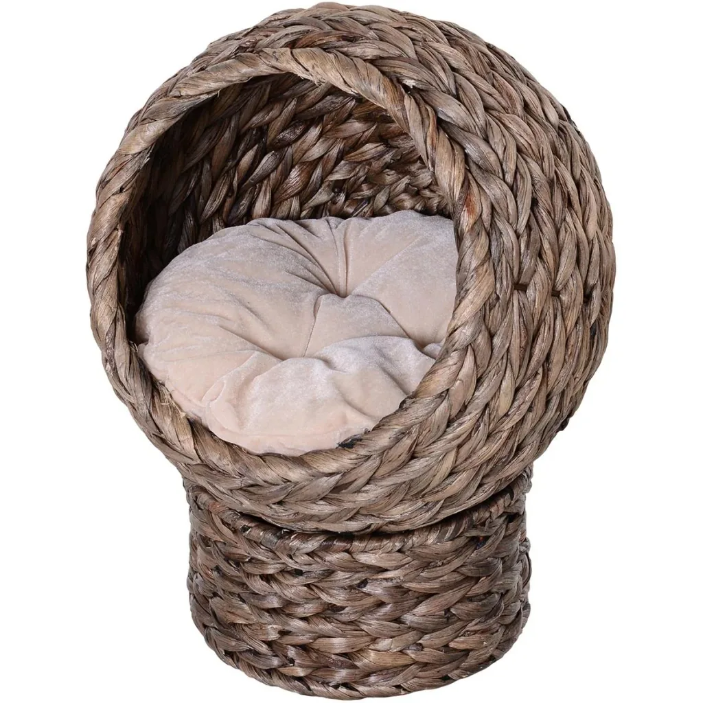Katzenkorb mit Kissen braun