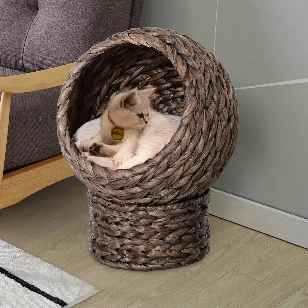 Katzenkorb mit Kissen braun