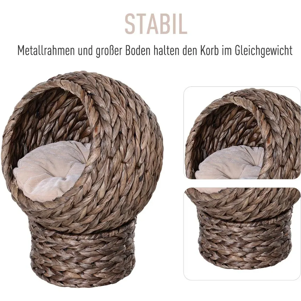 Katzenkorb mit Kissen braun
