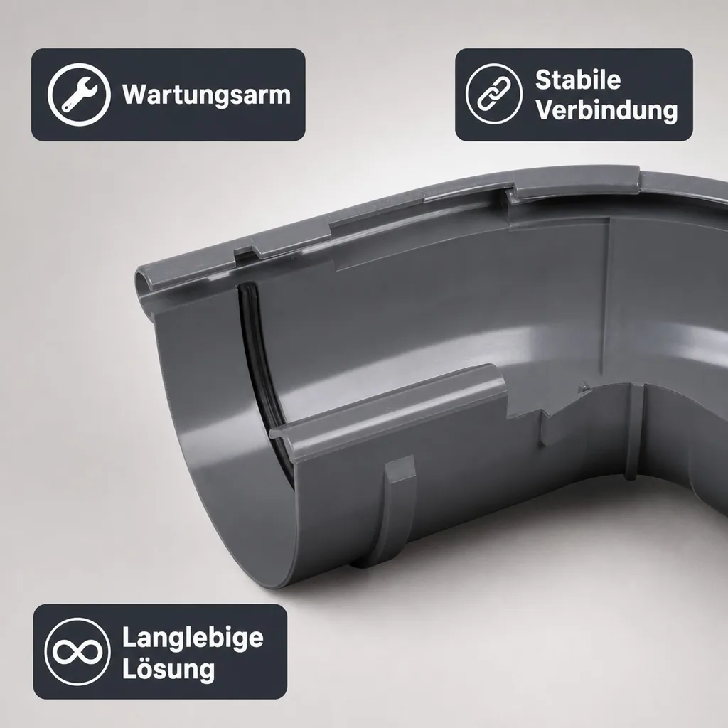 Regenrinne Eckstück einstellbar, graphit, System 125, Aussenecke Dachrinne