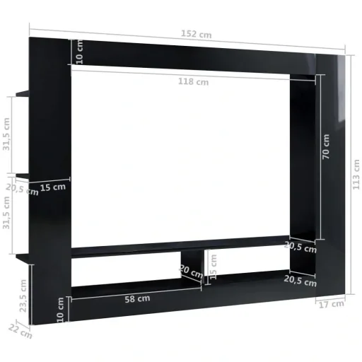 TV-Schrank 152x22x113 cm Hochglanz schwarz